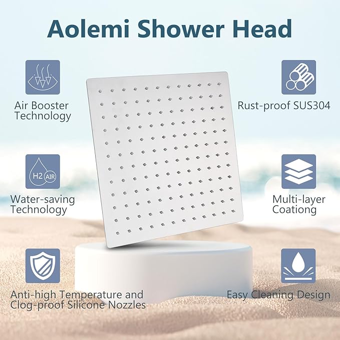 Aolemi Shower Faucet Set, High Pressure Shower System with 2-in-1 Handheld Sprayer, Wall Mount Fixture Combo with Rough-in Valve, 16 Inch Shower Head, Polish Chrome