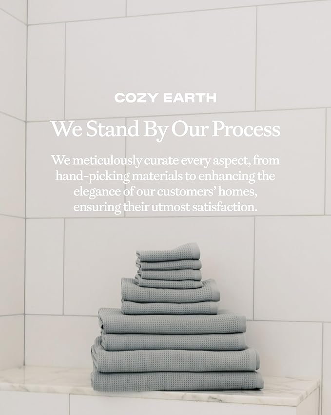 Cozy Earth Waffle Washcloths - 60% Cotton 40% Viscose from Bamboo Washcloths 13 x 13 Inches - Soft & Absorbent Terry, Reversible Mini Textured Waffle & Weave Pattern - 4 Pack