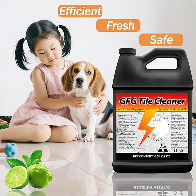 GFG Tile & Grout Cleaner Liquid - Multi-Surface Floor Cleaner for Bathroom, Kitchen, Tiles, Porcelain & Hardwood - Original Stain Remover with Plant-Based Ingredients, Grease & Dirt Fighter (1pc)