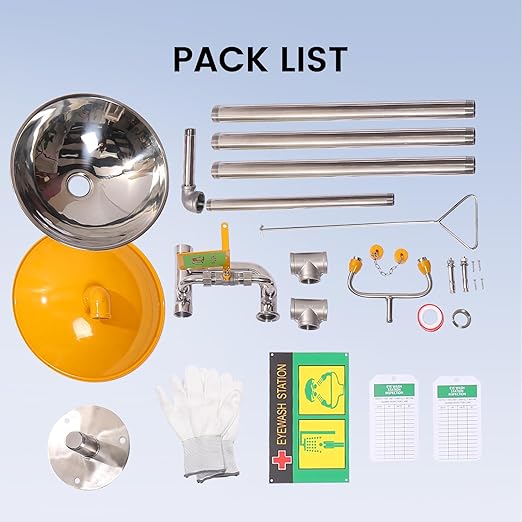 Emergency Eye Wash Station with Shower Stainless Steel Eyewash and Shower Kit Integrated Eyewash and Shower System Multi-Functional Eyewash Station First Aid Eyewash and Shower Kit.