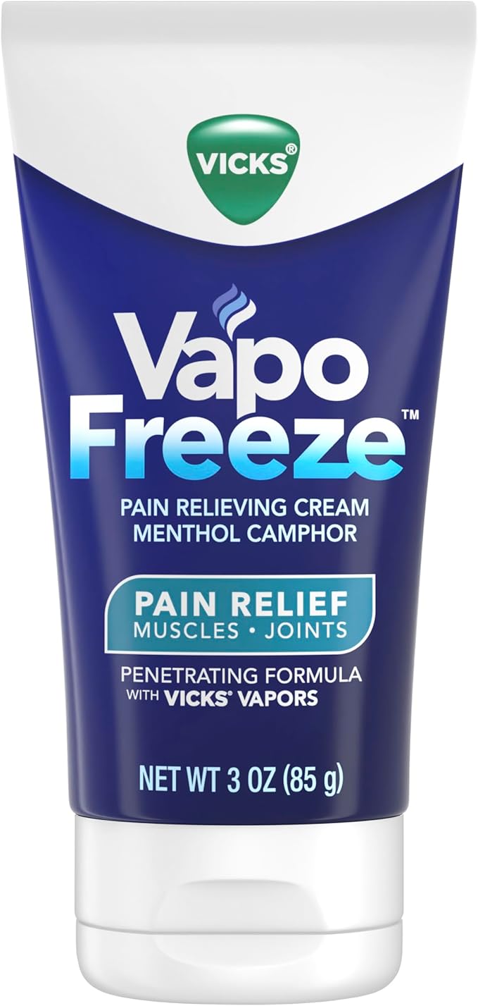 Vicks VapoFreeze Menthol Pain Relieving Cream 3oz, for Muscles & Joint Pain Associated with Arthritis, Simple Backaches, Strains, Sprains, Bruises, Vicks Vapors, Penetrating Formula