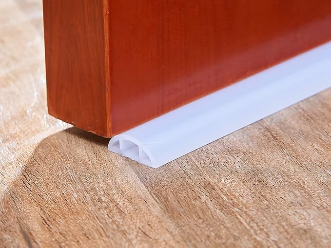 Bathroom Foldable Block water Stopper sealing strip shower threshold dam Self-adhesive silicone shower barrier (96 Inch-Transparent)