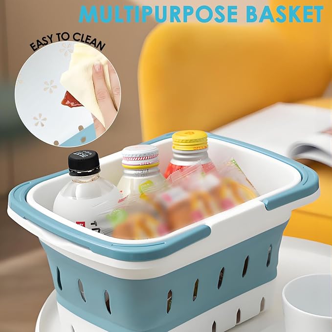 Portable Shower Caddy Tote โ Collapsible Plastic Basket with Handles, Foldable Storage Organizer for Bathroom, Kitchen, College Dorm, Gym, Travel & Camping