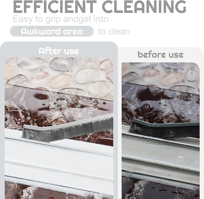 Crevice Cleaning Brush Bathroom Tile Groove Gap Cleaning Brush Premium Crevice Cleaning Tool Aluminum Support with 15ยฐ Angled Head-Grout Thin Brush,Kitchen & Bathroom Tool (3PCS)
