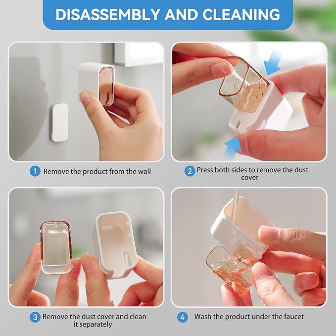 Toothbrush Holders for Bathrooms, 2PCS Innovation Single Slot Toothbrush Holder Wall Mounted with Cover for Shower, Single Toothbrush Dispenser Storage Organizer for Family & Travel