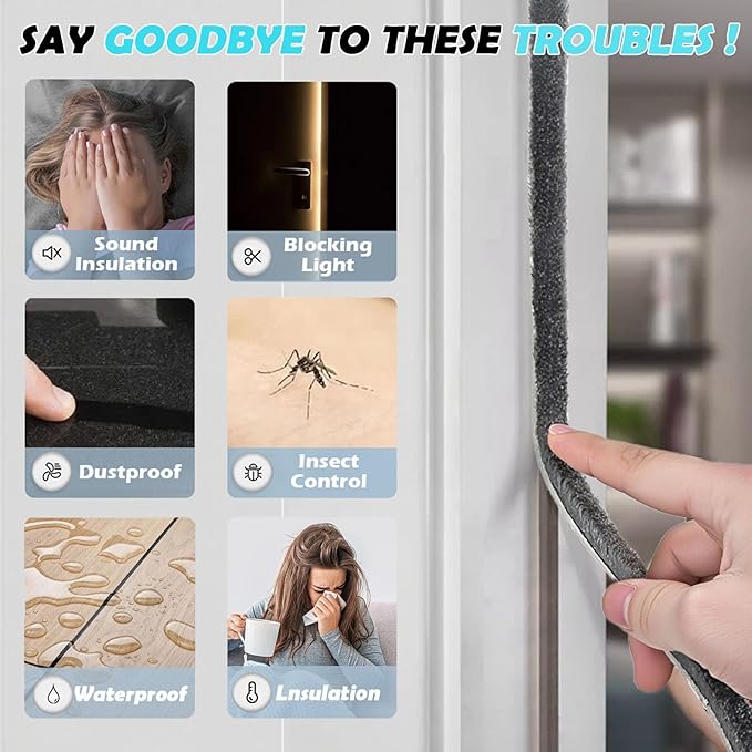 40FT Window Weather Stripping Door Seal - Weather Strip Insulation for Door Frame & Window, Soundproofing Weather Stripping