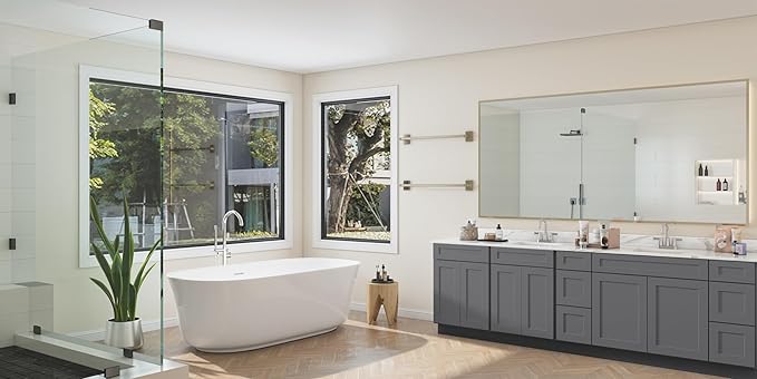 ROOMTEC Bathroom Cabinet, 27'' Free Standing Single Bathroom Vanity with 1 False Drawer and 2 Doors,Morden Bathroom Sink Vanity Storage Cabinet, Shaker Gray