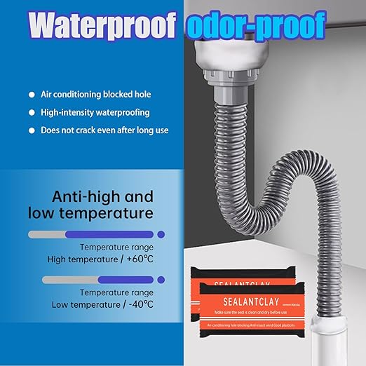 Duct Seal Repair Sealing Clay, White Waterproof Sealant Putty, Quick Mending Mud for Air Conditioning Gaps, Wall Holes, Drain Pipe Connections (Pack of 8)