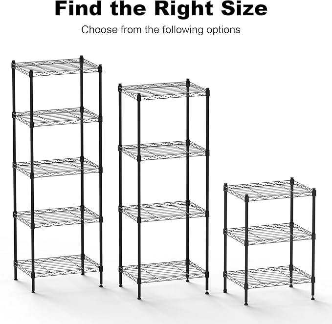 3-Tier Heavy Duty Wire Shelving Unit with Lockable Wheels, Metal Storage Rack for Garage, Pantry, Kitchen & Living Room, 39.4" H × 36.9" L × 18.6" D