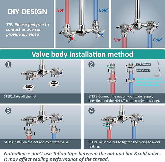 Aolemi Outdoor Shower Kit Fixtures 6 Inch Center with Adjustable Slide Bar,6 Inch Showerhead,2-Handle with Mix Valve,Polish Chrome