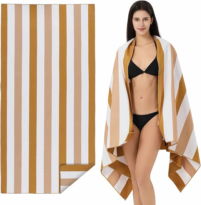 Microfiber Extra Large, Oversized Beach Towels (70''x35'') - 4 Pack XL Quick Dry Striped Towels for Adults & Women,Sand Free for Pool, Spa, Swim & Travel - Ultra Absorbent & Lightweight