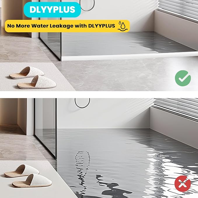 98'' Collapsible Shower Threshold Water Dam Shower Barrier Keeps Water Inside Threshold Dry and Wet Separation Retention System Suitable for Bathroom Kitchen Sink Bathtub