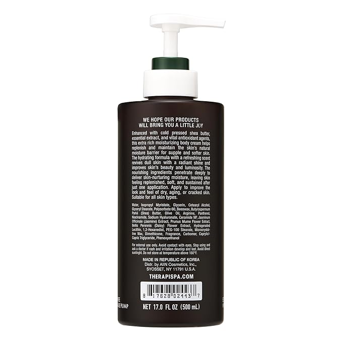 THERAPISPA Scented Body Lotion for Women – Refreshing Moisturizer with Shea Butter, Ceramides & Panthenol to Revive & Nourish Dry Skin – Used by All Genders (Bergamot & Olive, 17.0 fl oz)