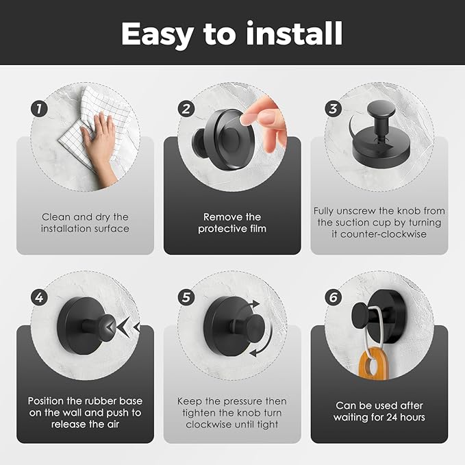 Shower Hooks for Inside Shower,Suction Cup Hooks for Glass Window,Removable Towel Hooks for Bathrooms,4 Packs(Black)