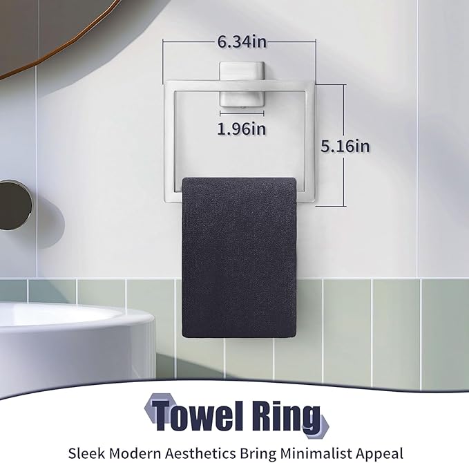 16 in Matte Bathroom Accessories Set, Bath Towel Bar Set, Stainless Steel Bathroom Hardware Set, Towel Racks for Bathroom Wall Mounted 5 Pcs(Silvery)