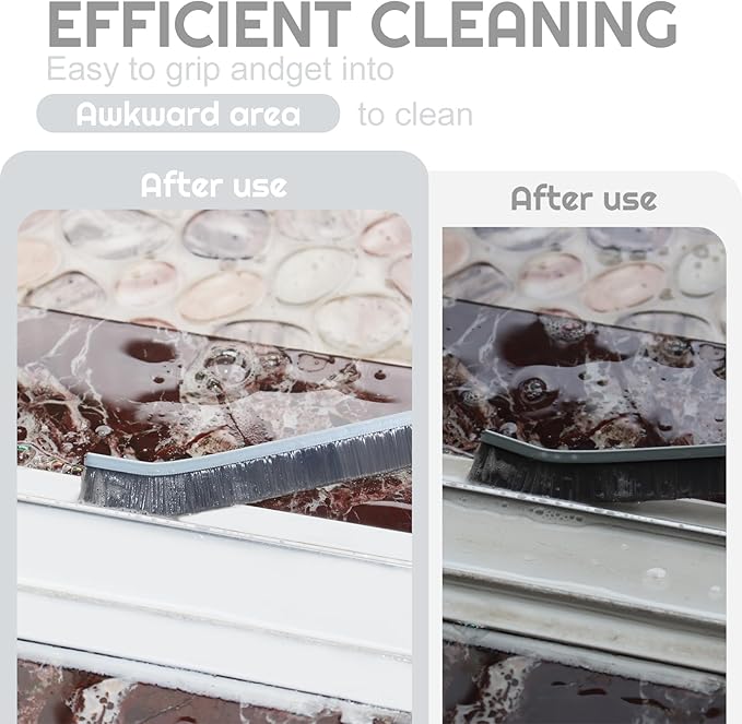 Crevice Cleaning Brush Bathroom Tile Groove Gap Cleaning Brush Premium Crevice Cleaning Tool Aluminum Support with 15ยฐ Angled Head-Grout Thin Brush,Kitchen & Bathroom Tool (5PCS)