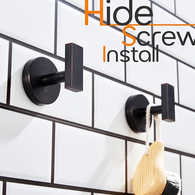 Robe Hook Bath Towel Hooks Stainless Steel Wall Hooks for Bathroom Kitchen Closet Garage Door Hanger Oil Rubbed Bronze 2 Pack, AN1001ORB-P2