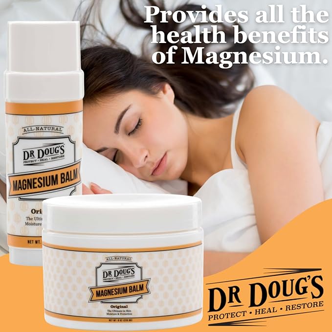 Dr. Doug's Magnesium Balm – Organic Magnesium Lotion (8 oz) for Soothing Muscle & Nerve Relief with Organic Peppermint & Lavender Scent – Apply to Legs, Arms, Chest | Non-Greasy, All-Natural Formula
