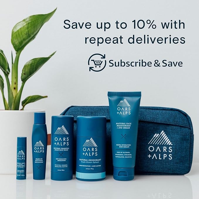 Oars + Alps Peppermint Charcoal Exfoliating Bar Soap for Men, Deep Cleaning & Exfoliating Soap, Made with Clean Ingredients, All Skin Types, Cruelty Free, Paraben Free, Travel Size, 1pk, 6oz