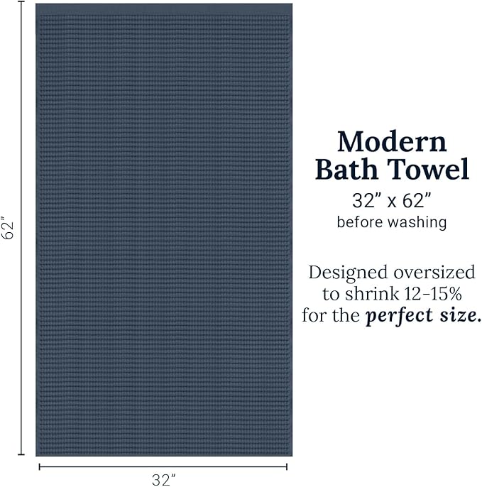 GILDEN TREE Waffle Towels for Bathroom Luxury 100% Cotton Bath Towels, Quick Dry Towel, Thin Super Absorbent Lint Free Shower Towels, Bath Towels Set of 2, Modern Style (Midnight Blue)