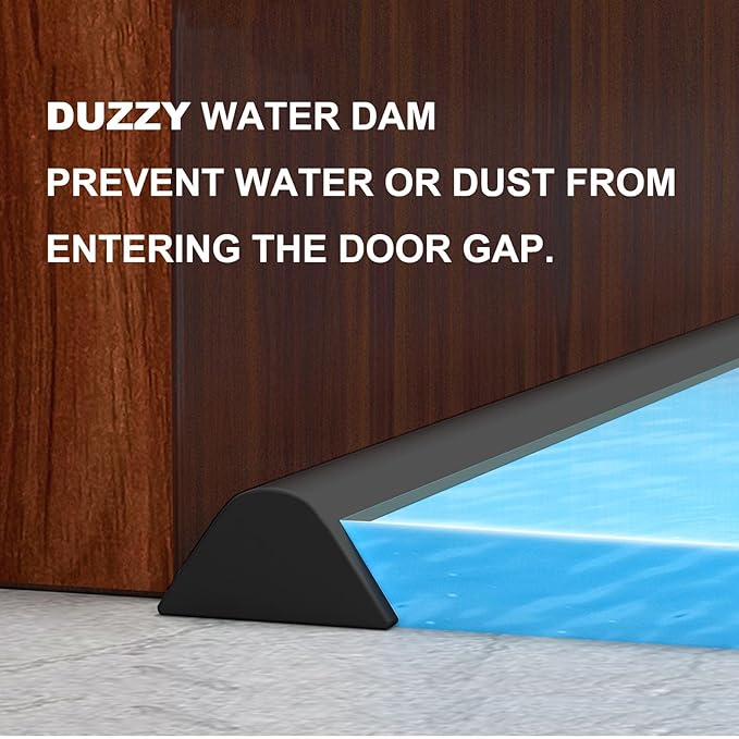 Duzzy 75 Inch Collapsible Shower Water Dam, Shower Threshold Water Stopper Barrier and Retention System and Keeps Water Inside Threshold Dry and Wet Separation, Suitable for Bathroom & Kitchen