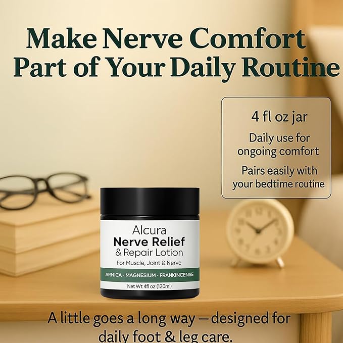 Alcura Nerve Cream, Alcura Neuropathy Lotion with Arnica, Magnesium for Body, Joint, Knee, Lumbar, Neck, Hand and Feet – 4 fl oz (1)
