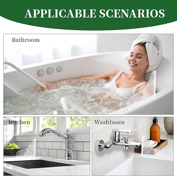 braxan 2 Pcs Splash Guard for Bathtub and Shower, Waterproof Shower Corner Guard to Keep Water in Shower, Easy Installation Bathtub Splash Guard for Bathroom Accessories