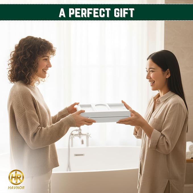 Bamboo Bathtub Caddy Tray Expandable & Foldable Bath Shelf with Book, Tablet & Wine Holder Adjustable Wooden Bath Tray for Relaxing Spa at Home β Fits Most Tub Sizes.