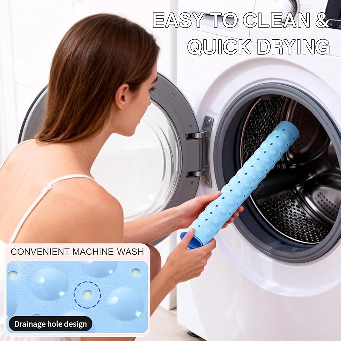 Anti-Slip Bathtub Shower mat, 20.8×20.8(Approximately 53×53cm) inch Soft Oversized Machine Washable Non-Slip Bathtub mat with Drainage Holes, Bathroom Floor Suction Cup.(1-Opaque Light Blue)
