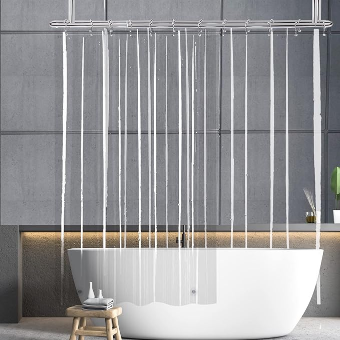YISURE Clawfoot Tub Extra Long 78 Inch Shower Curtain, Wrap Around Clear Shower Curtain Liner 180x78 inch with 6 Bottom Magnets PEVA Extra Wide Bathtub Curtain for Bathroom Vintage Freestanding Tub
