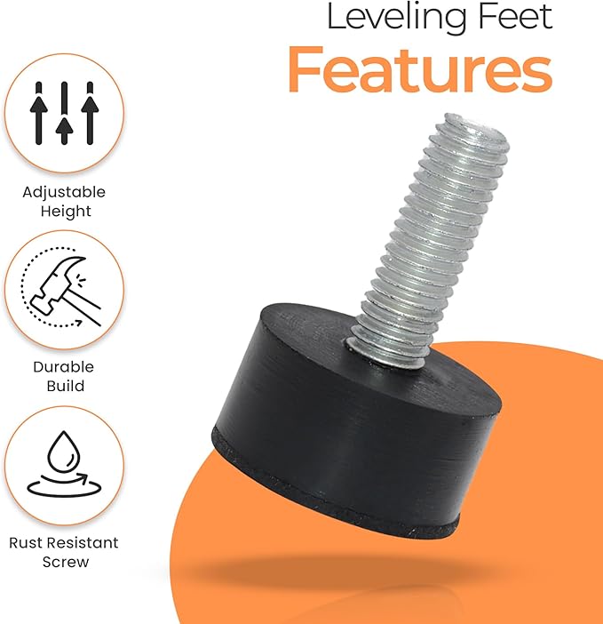 M8 Rubber Adjustable Furniture Leveler,8 Pack Leveling Feet Screws in Threaded, Feet Levelers Screw On Furniture Glide Leveling for Table, Chair, Furniture Legs