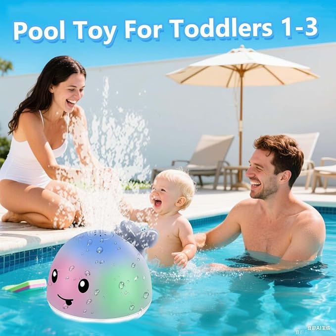 Bath Toys for Kids Ages 1-3 - Christmas Stocking Stuffers for Toddlers - 1 Year Old Girl Boy Gifts 1st First Birthday Gifts - Light Up Whale Sprinkler Bathtub Water Pool Toys for Babies 6-12-18 Months