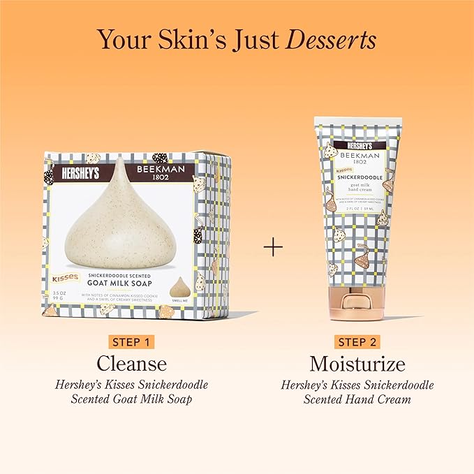 Beekman 1802 x HERSHEY'S Limited Edition KISSES Snickerdoodle Goat Milk Soap Bar (3.5oz) - Featuring a Flat Back for Ergonomic Grip