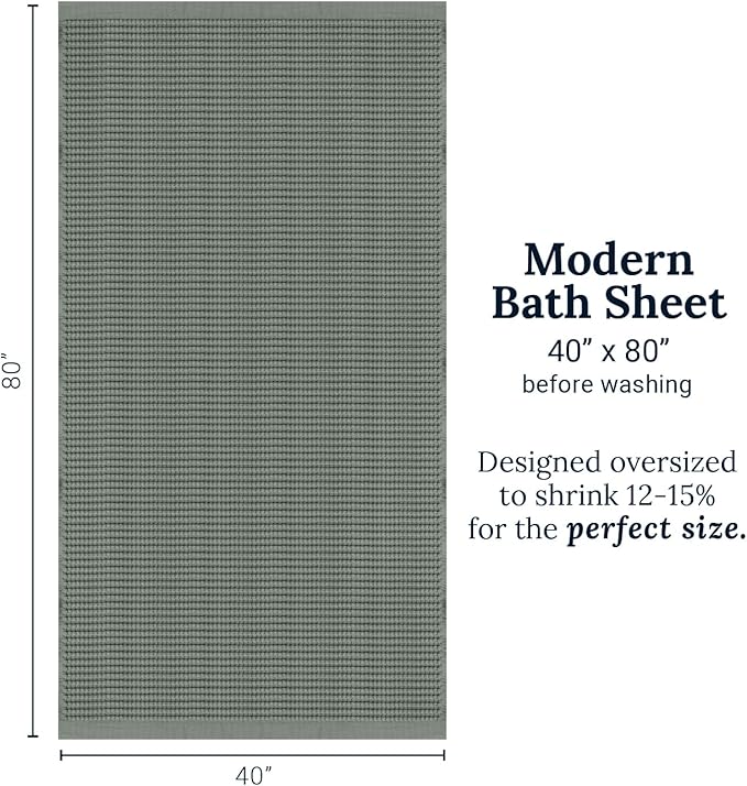 GILDEN TREE Waffle Bath Sheet Quick Dry Towel, Thin Luxury Bath Towels, 40x80 Large Bath Towels 2 Pack Bath Sheets, Modern Style (Sage Grey)
