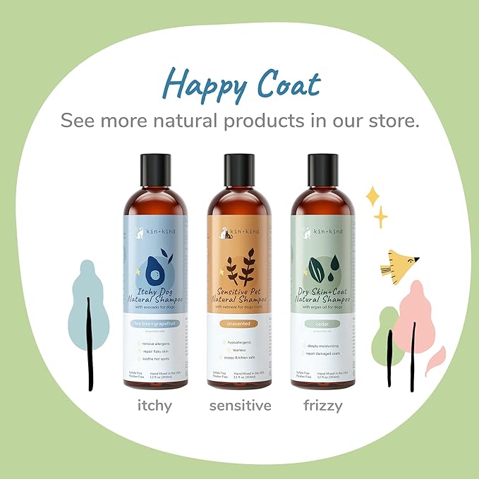 kin+kind Oatmeal Shampoo for Dogs & Cats – Natural Anti Itch Pet Shampoo for Sensitive Skin w/Colloidal Oatmeal, Coconut Oil & Olive Oil – Moisturizing Oatmeal Bath for Dry, Itchy – Lavender 12 fl oz