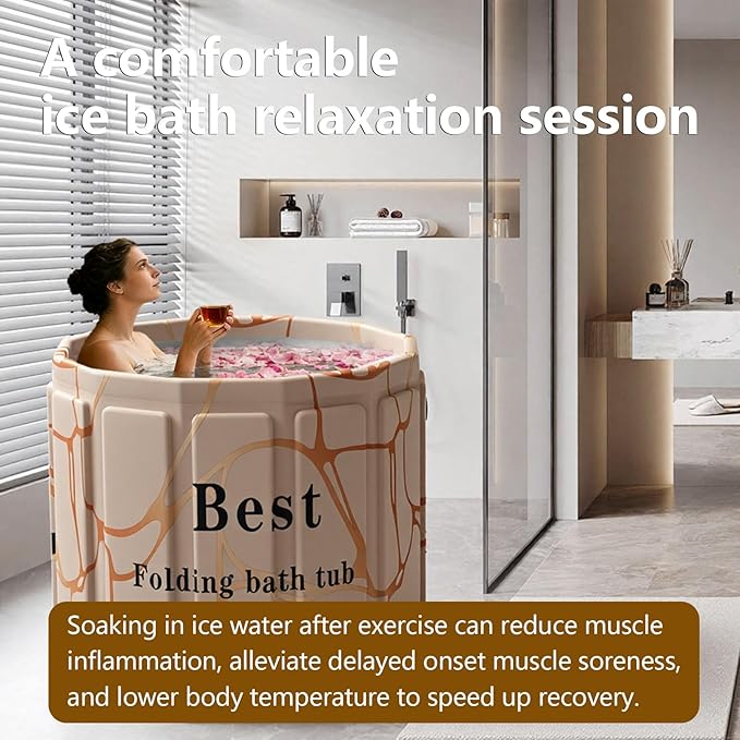 Portable Bath Tub for Adult, Foldable Soaking Bathtub for Hot SPA&Ice Bath, Foldable Small Bathtub Collapsible Tub for Bathing, Quick Setup No Installation, Space-Saving Storage (Fantasy,25.9X27.5IN)