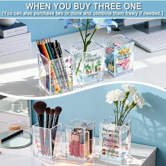 Choose Your Weapon Acrylic Cosmetic Holder, Funny Makeup Brush Organizer Gifts for Cosmetologist Makeup Lover Women Girls, Christmas Birthday Gifts for Daughter Niece Sister BFF
