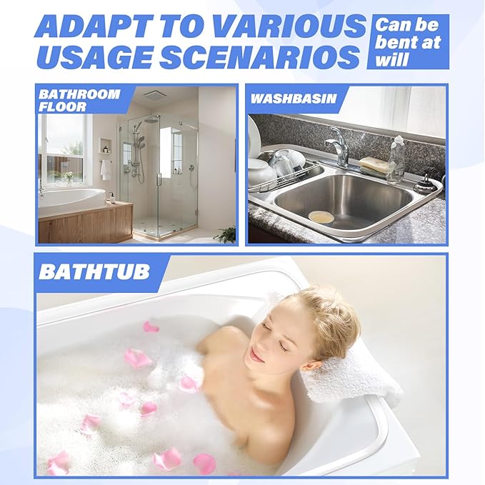 118 Inch Shower Splash Guard for Bathtub Waterproof Self-Adhesive Shower Corner Guards Tub Water Splash Dam Barrier for Bathtub Rim Sinks and Kitchen Countertop