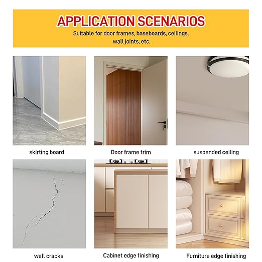 VGS66 Beauty Silicone Sealant for Trim & Baseboards - Flexible Interior Gap Filler for Crown Molding, Door Frames & Woodwork - Easy Water Clean-Up, Paint-Ready in 30 Mins, White