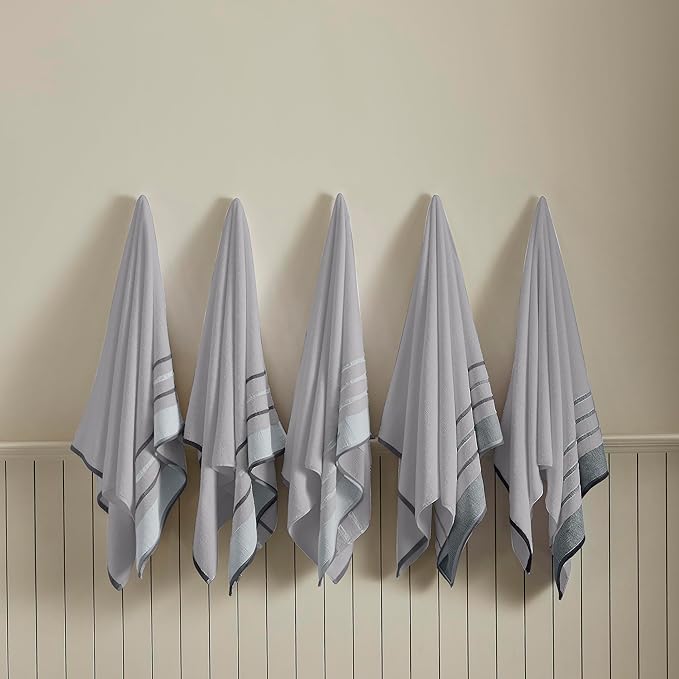 Great Bay Home Decorative Oversized Bath Sheet Set - Luxury Cotton 2 Pack 68x35 Extra Large Towels - Luxurious, Ultra-Soft, Durable Towels for Bathroom Decor (Grey)