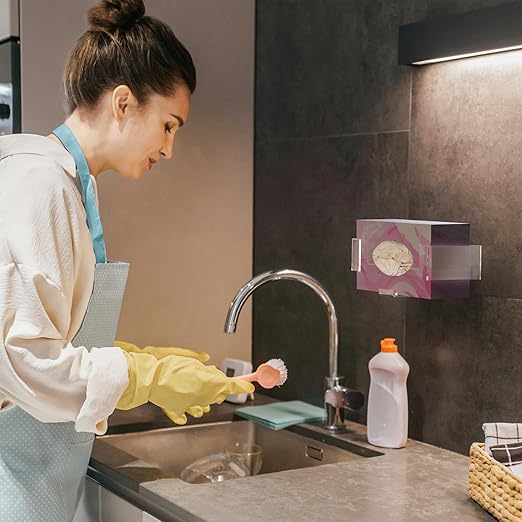 NiHome Clear Wall-Mounted Acrylic Glove Box Holder Dispenser for Bathroom, Kitchen, Lab, Salon Use - Easy to Install, Space-Saving Storage for Gloves, Tissues, Wipes with Hygienic Touch-Free Access
