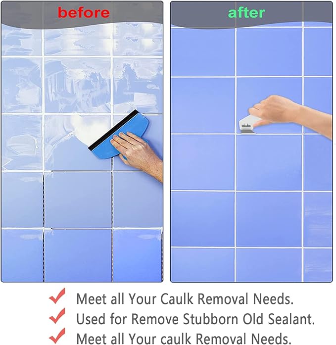 11 Piece Set ,Professional Caulking Tool Kit with Sealant Finishing Tools,Easy Silicone Caulking with Guides,Caulk Removal Tools and Fill Removal Tool Silicone Fill