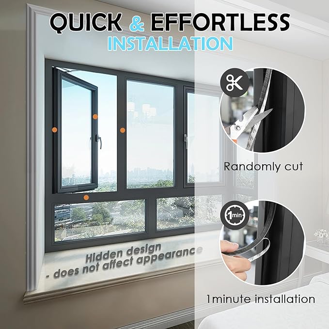 40FT Brush Weather Stripping Door Window Seal - Weather Strip Insulation for Door Frame & Window, Soundproofing Weather Stripping