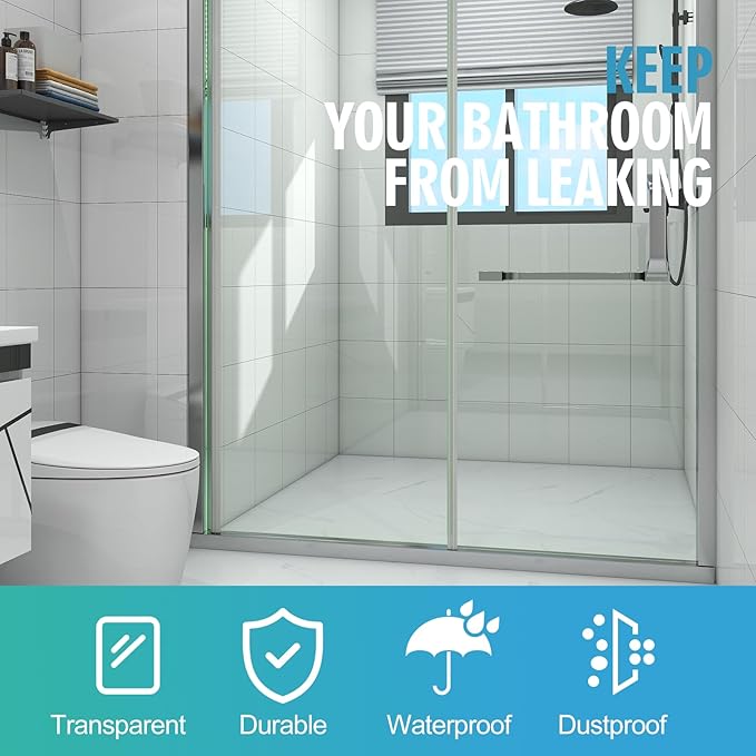 Frameless Shower Door Bottom Seal Shower Sweep with Drip Rail for 3/16 Inch Glass,36 Inch Long, Vinyl, Clear