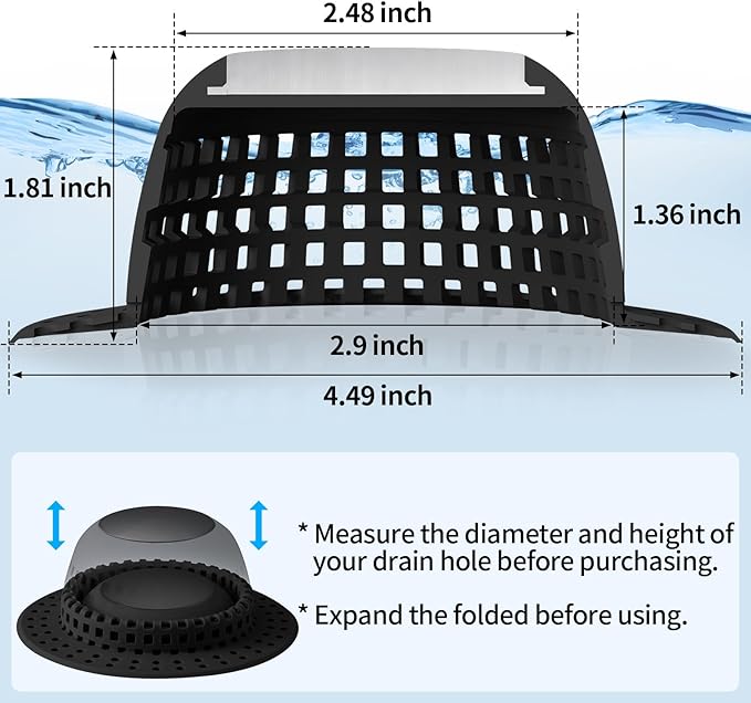 Shower Drain Hair Catcher Bathtub Drain Cover Shower Protector for Pop-Up & Regular Drains