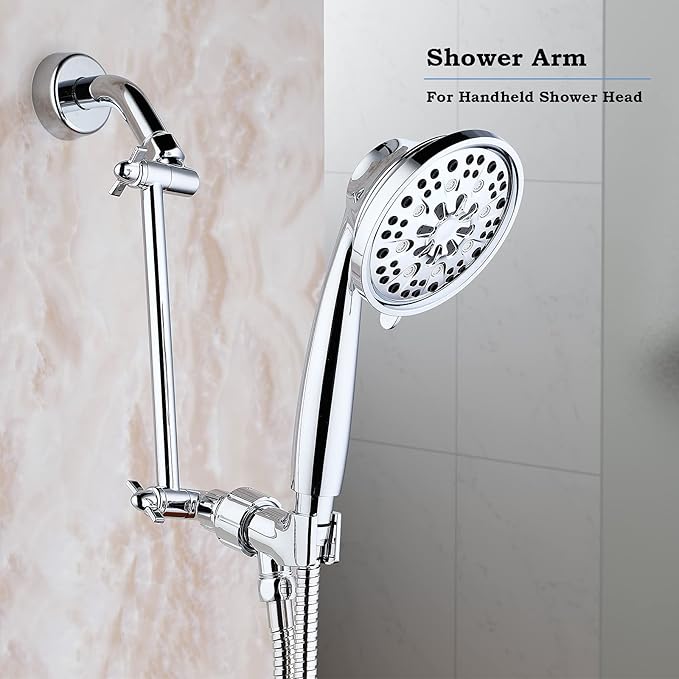 Chrome Shower Head Extension, 10 Inch Solid Brass Shower Extension Arm with Durable Anti-leak Lock Joints, Adjustable Shower Head Extension Arm