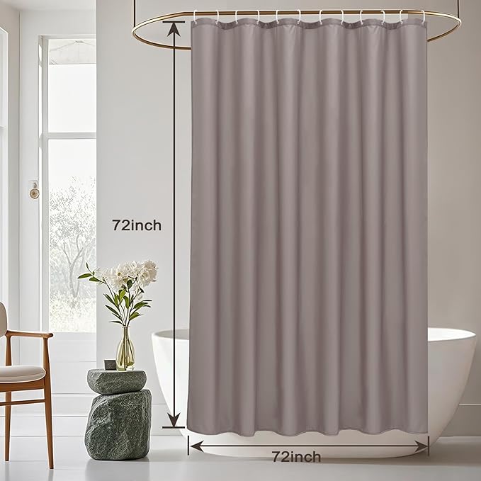 AooHome Standard Size Shower Curtain, Polyester Durable Solid Shower Curtain for Hotel with Hooks, Weighted Hem, Waterproof, Chocolate, 72x72 Inch