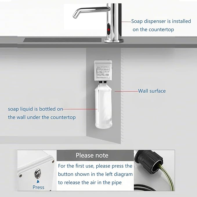 Automatic Soap Dispenser Touchless for Kitchen and Bathroom, Sink Built in Commercial Electric Soap Dispenser,Upgraded Infrared Sensors, with Bottle and Pump Electroplated 33.81oz/1000ml
