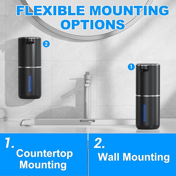 Automatic Soap Dispenser Touchless,Liquid Soap Dispenser 4-Level Adjustable Hands-Free Wall Mount Soap Dispensing for Bathroom and Kitchen Black