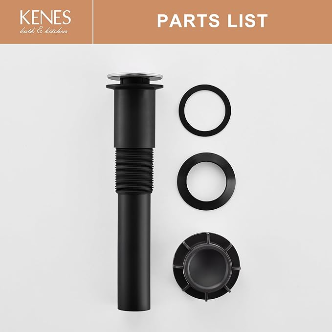 KENES Bathroom Vessel Sink Pop Up Drain Assembly Without Overflow, Chrome Bathroom Vanity Sink Drain Stopper, Anti-Clogging Drain Strainer, KE-P300A-5